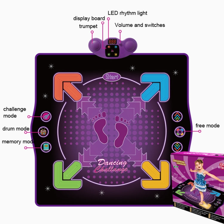 A colorful Bluetooth Electronic Dance Mat designed for children, featuring music and dance capabilities with LED lights.